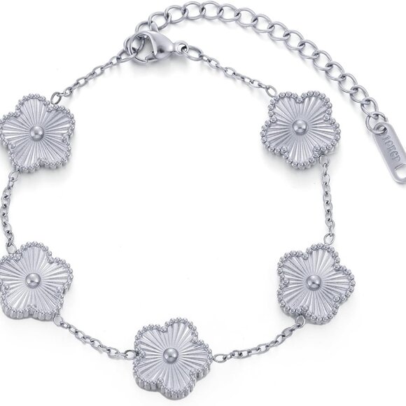 Jewelry - TICVSS Four Leaf Clover Bracelet for Women 18K Gold Plated Stainless Steel Lucky